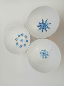 set gestipte schaaltjes blauwkleurig